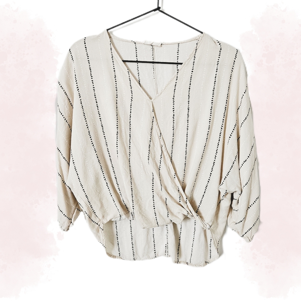 Millibon Cream Wrap Blouse Relaxed Fit
